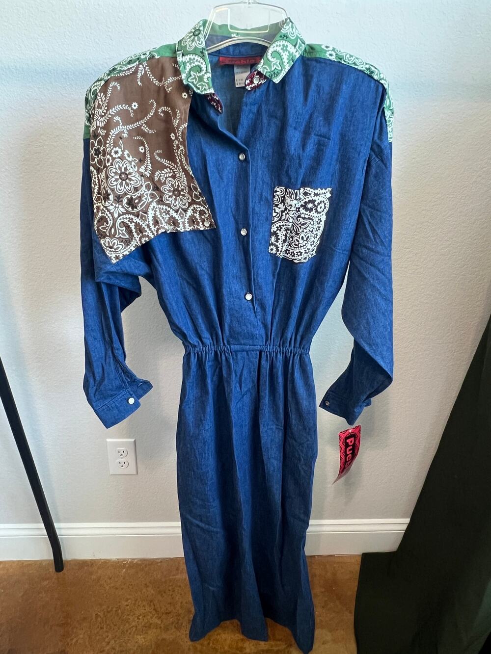Vintage Western Pueblo Denim Bandana Dress NWT